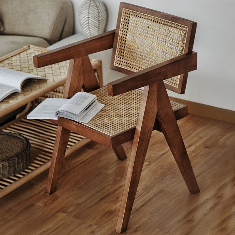 Nordic Style Solid Wood Arm Chair for Dining Room, 17" Height