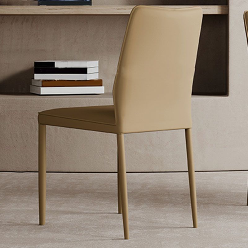 Designer Style Armless Chair Leather Parsons Back Side Chair for Restaurant