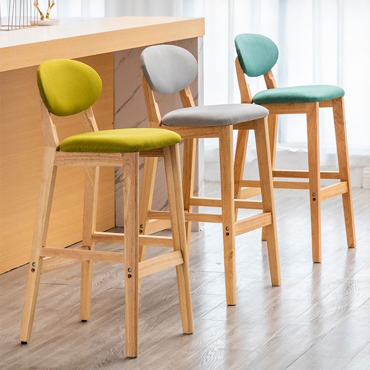 Milk Tea Shop Scandinavian Leather Stool Matte Finish Rubberwood Footrest Barstool