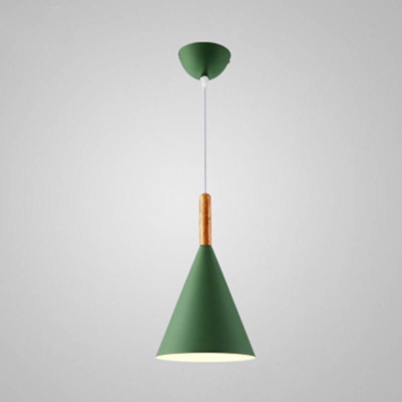 6.3 Inches Wide Mini Pendant Lamp with Metal Cone Shade Nordic Macaroon Style 1-light Hanging Light