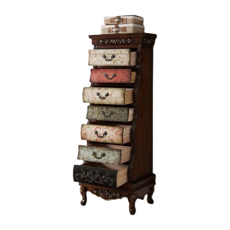 Traditional Storage Chest Solid Wood Dresser with 7 Drawers , 16.5 Inch Width