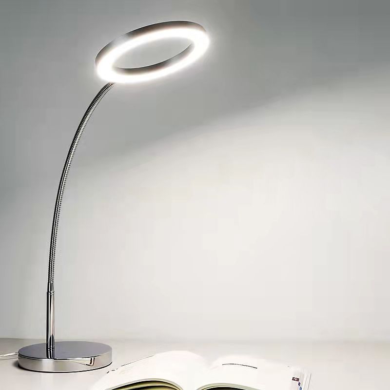 Linear Night Table Lamp Modern Style Metal Single Light Table Light in Silver