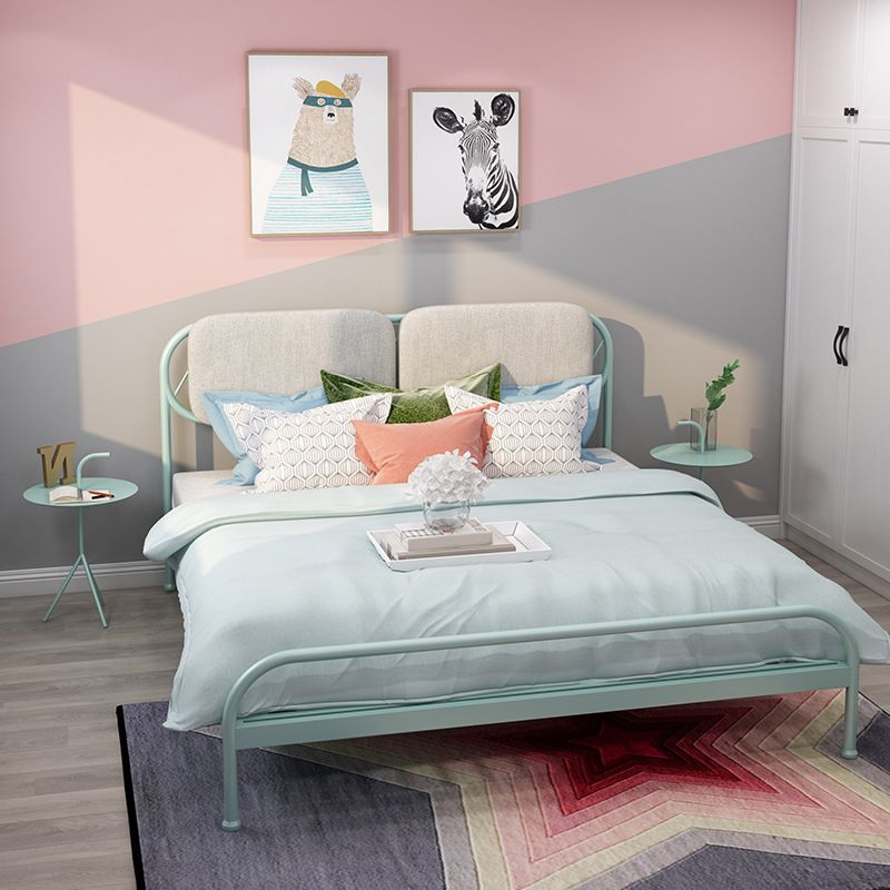 Glam Simple Metal Open-Frame Bed Upholstered Wire-Grid Bed Frame