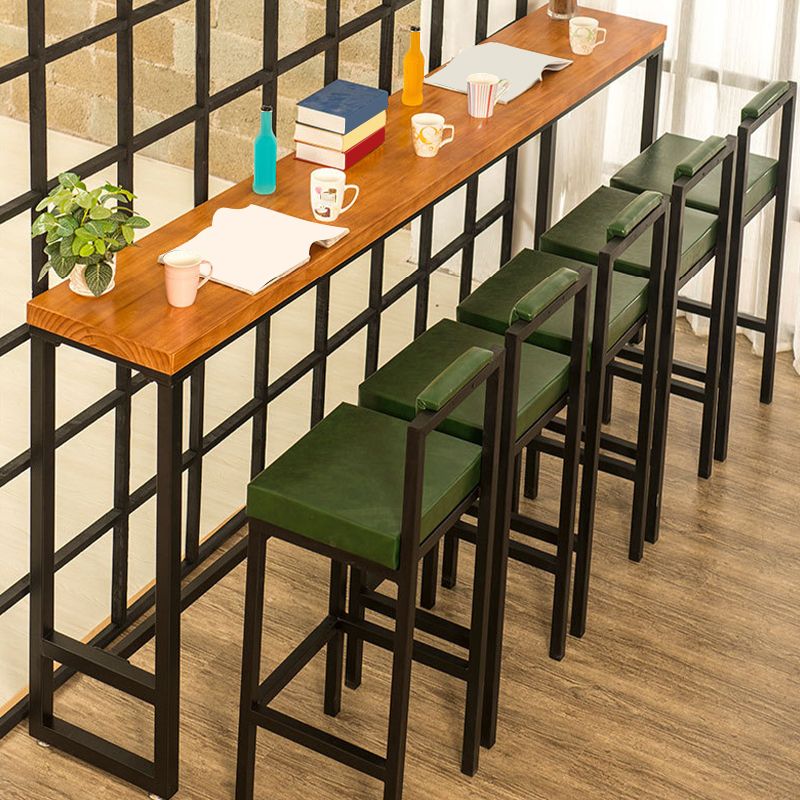 Industrial Bar Table Solid Wood Bar Height Rectangle Pub Table for Breakroom