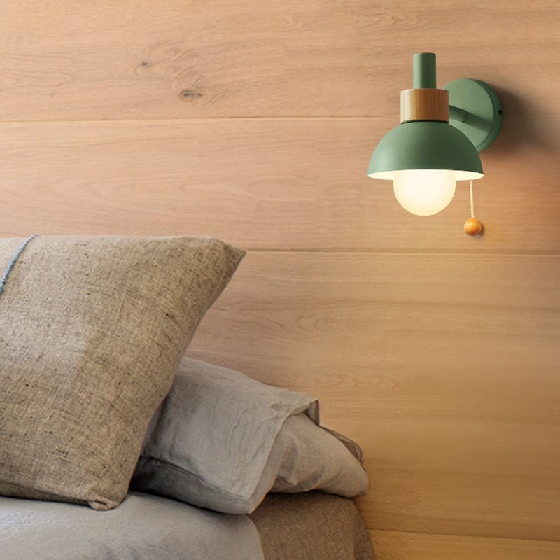 Contemporary Wood Wall Light Polish Finish Lighting for Dining Room