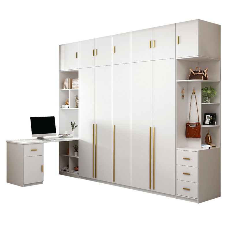 White Wooden Wardrobe Contemporary Style Wardrobe Closet with Drawer