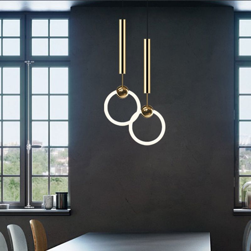 Zeitgenössischer Stil linearer Form Pendelleuchte Light Metal Einer Lichthängelampe in Gold