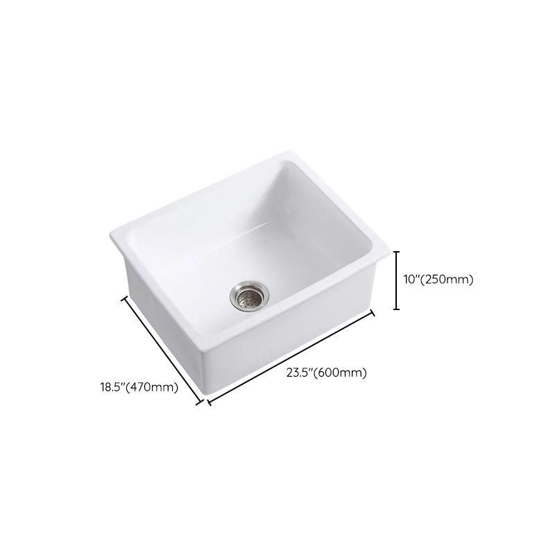 Farm Style Bathroom Sink Ceramic Rectangular Washroom Sink with Faucet