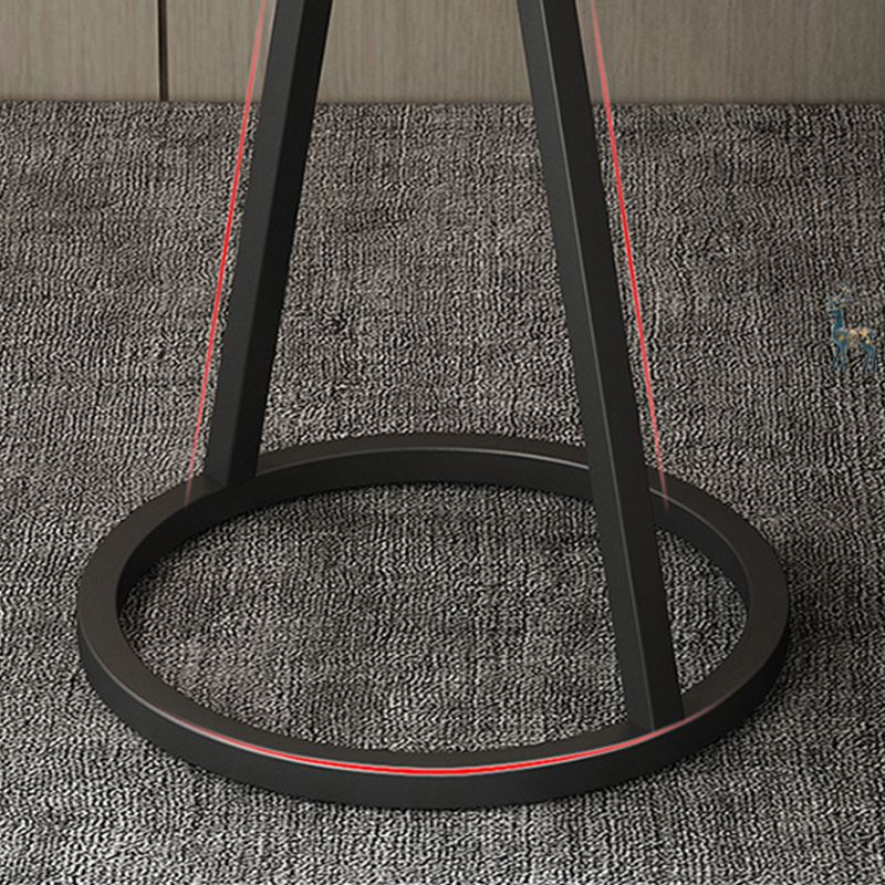 Modern 23.6" Tall Round Slate Top Side Table Iron Pedestal End Table