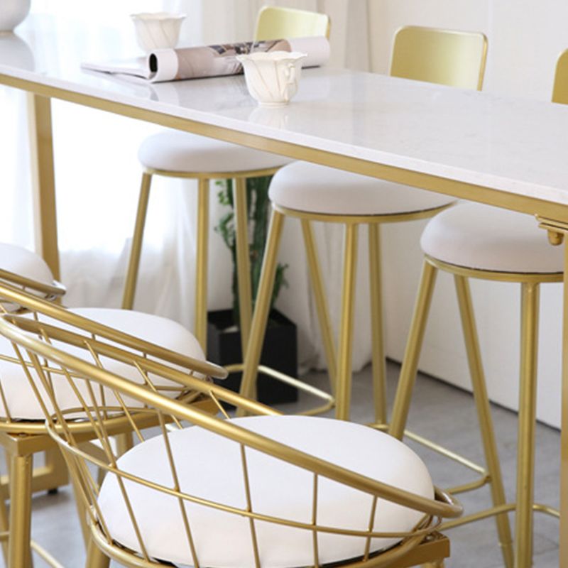 Rectangular Bar Height Table Gold Legs and Metal Base Bar Table for Patio Use