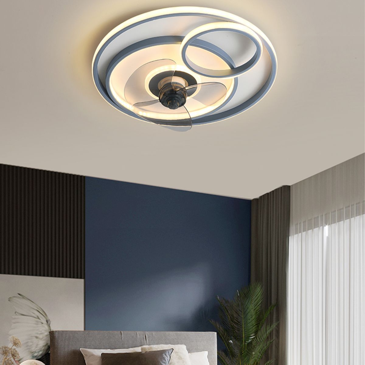 Kids Style Round Shape Ceiling Fan Lights Metal LED Ceiling Fan Lamps