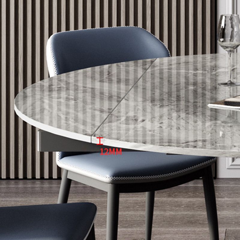 Mesa de comedor de hoja redonda moderna Mesa de piedra sinterizada con base de pedestal, 53.1 "L x 33.5" W x 30 "H