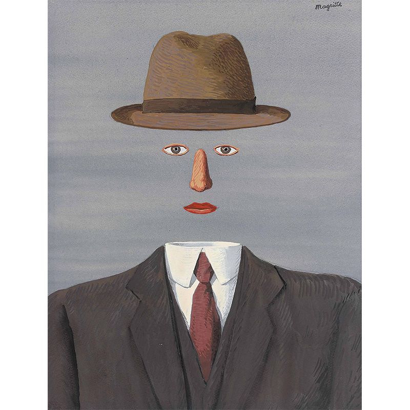 Surrealist Man without Face Murals for Home Gallery Personalized Wall Art in Black-Grey