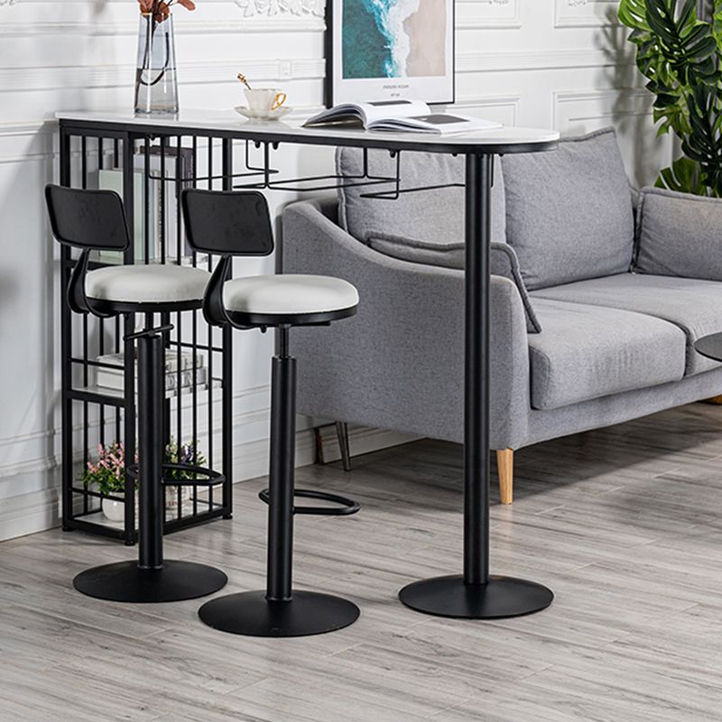 Glam Round Dining Stools Adjustable Height Bar Stools with Metal Base