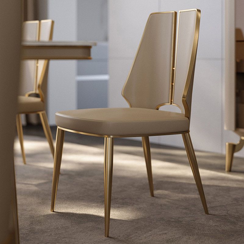 Kitchen Glam Dining Armless Chair Wingback Metal Legs Side Chair