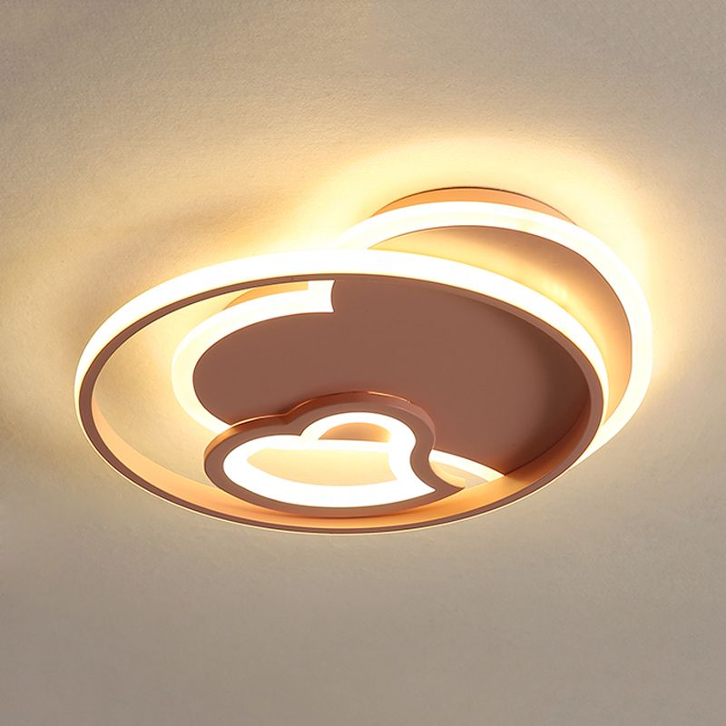 Acrylic Loving Heart Flushmount Lighting Modernist White/Black/Pink LED Ceiling Mounted Fixture for Bedroom