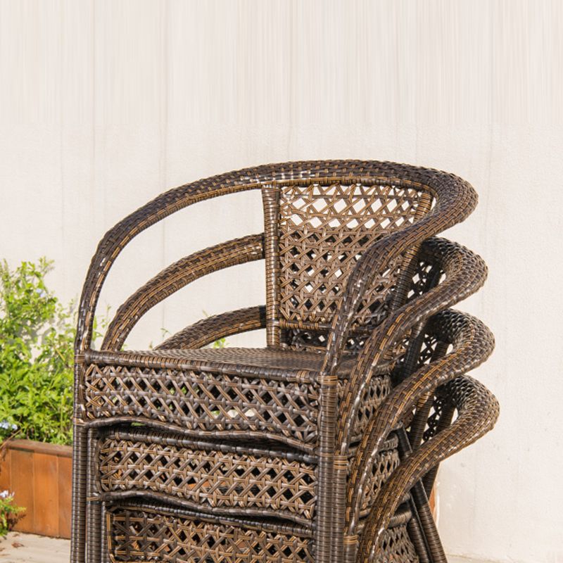 21" Wide Tropical Dining Side Chair Rattan Brown Outdoor Chair