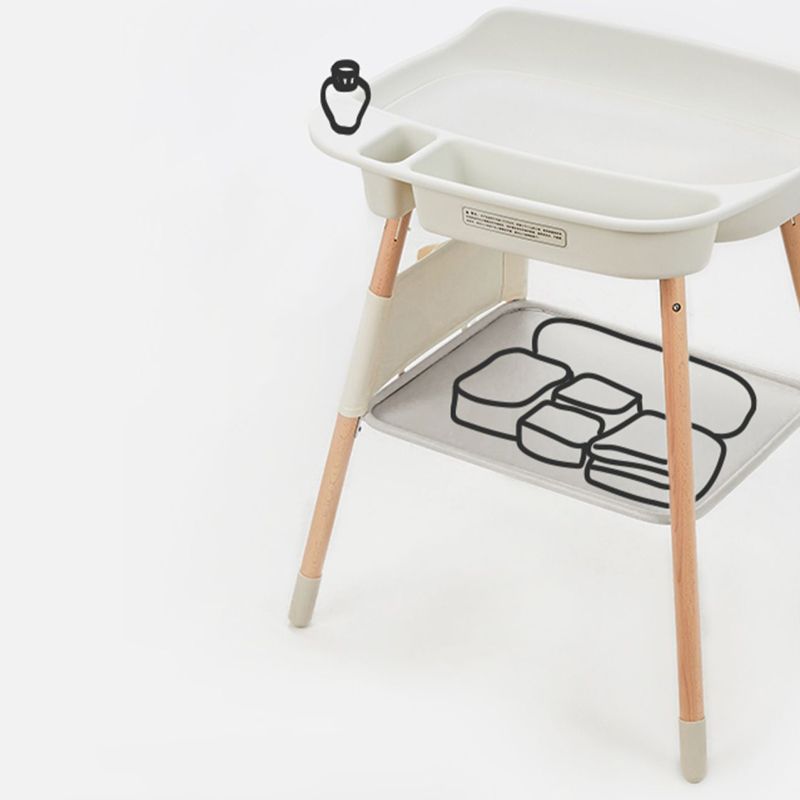 25" W Baby Changing Table with Shelf, Modern Changing Table in White