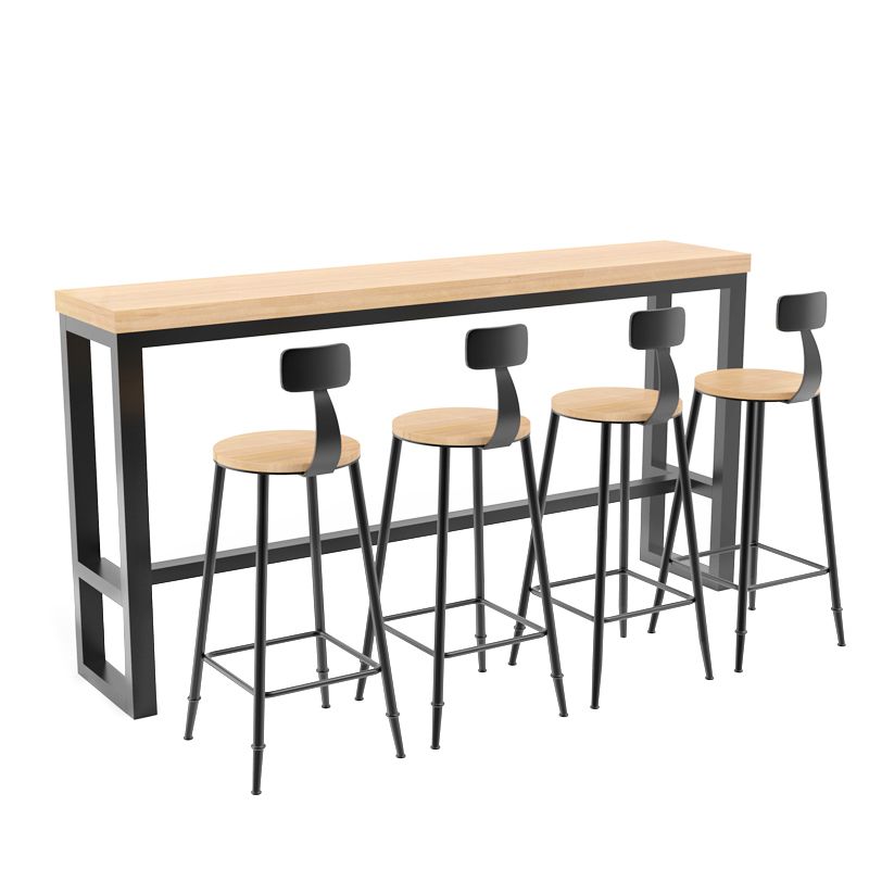 1/5 Pieces Industrial Rectangular Pub Table Set Wooden Counter Table with Armless Stools