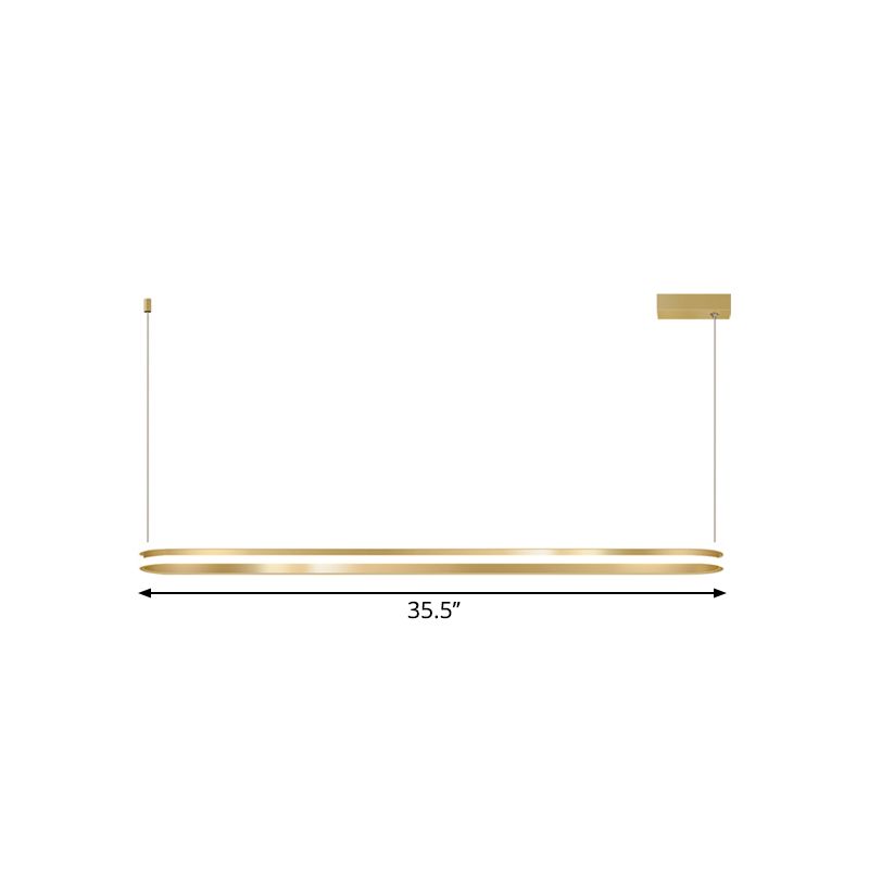 Metal Elongated Oblong Ceiling Pendant Simple Style LED Island Lighting Ideas in Gold