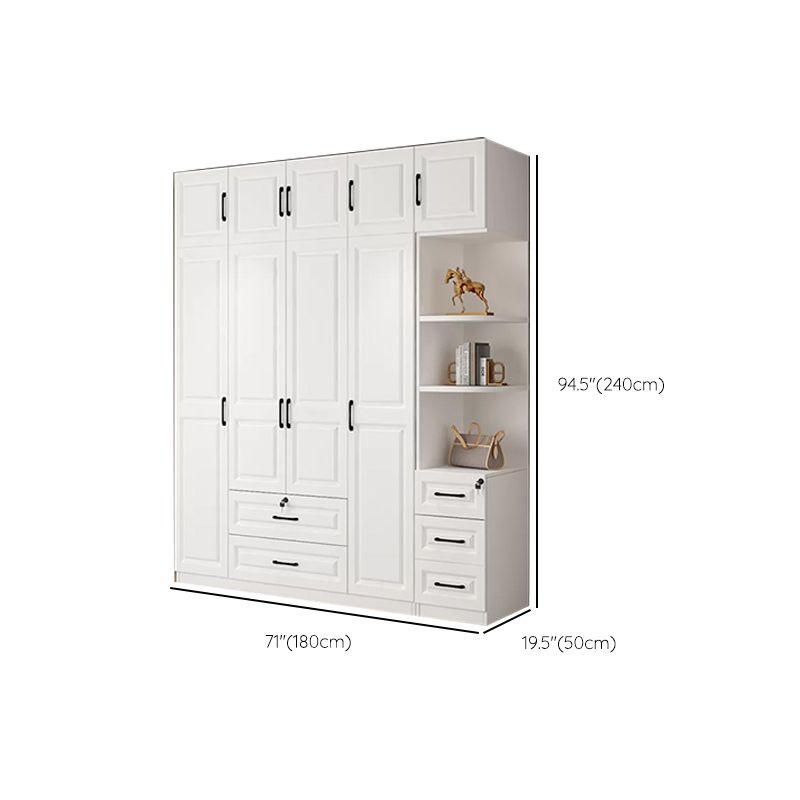 Hinged Wardrobe Cabinet White Wardrobe Armoire with Shelves for Home