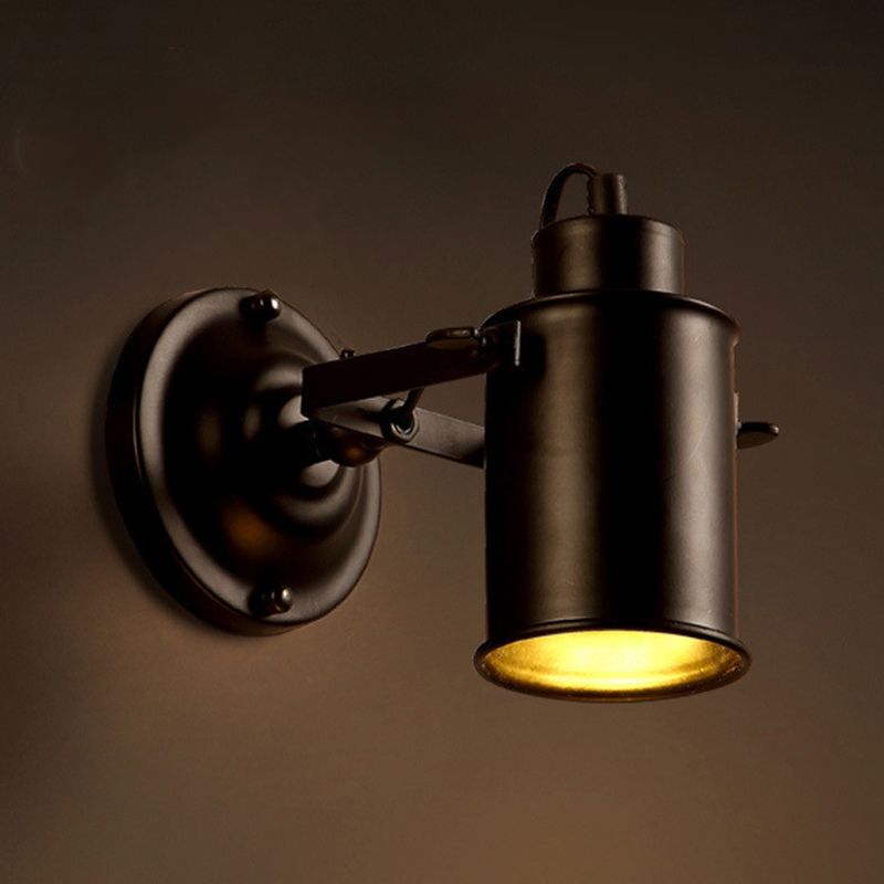 1 Light Geometric Industrial Metal Wall Lighting Fixtures in Black