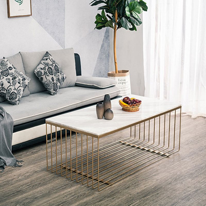 Frame Base Coffee Table Rectangular Gold Metal Cocktail Table