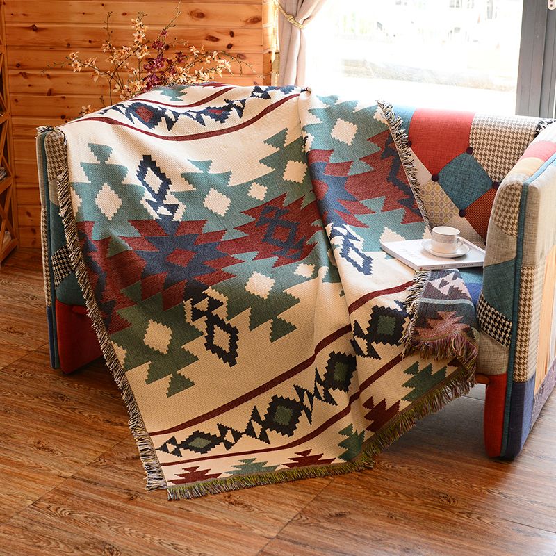 Bohemian Indian Indian Tribal Print Raping Multi-Colred Cotton Carpet Pet Friendly Washable Tapis pour le salon