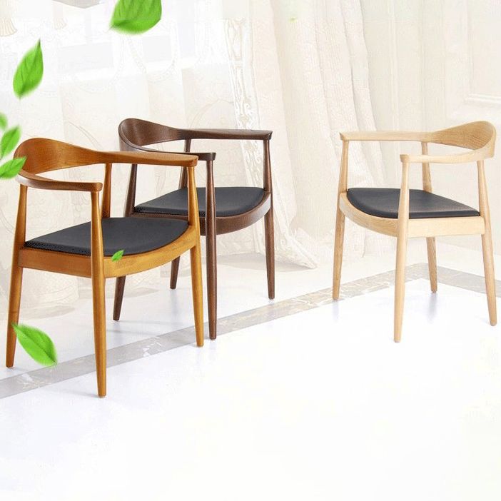 Silla lateral interior escandinava tapizada Silla de comedor de madera con respaldo abierto