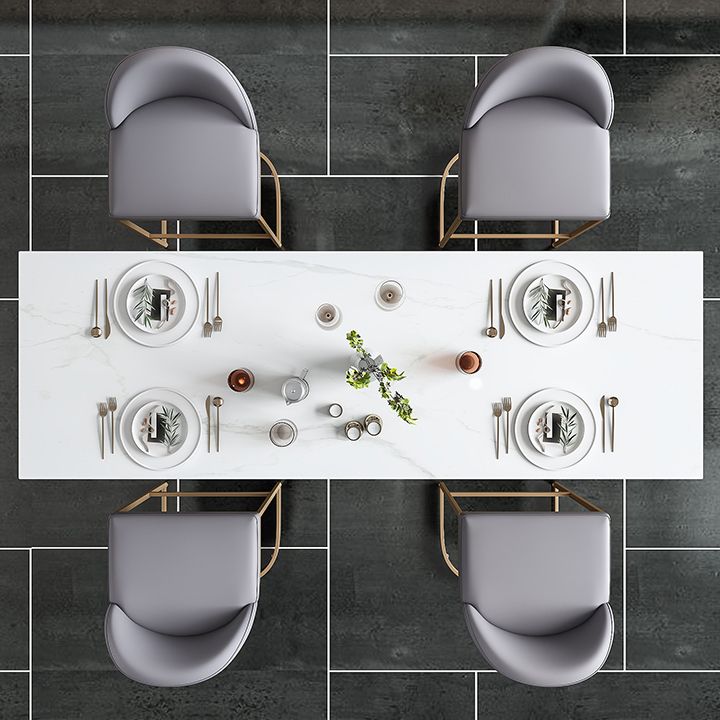 Modern Rectangle Bar Table Set 1/5 Pcs White Faux Marble Bar Table Set