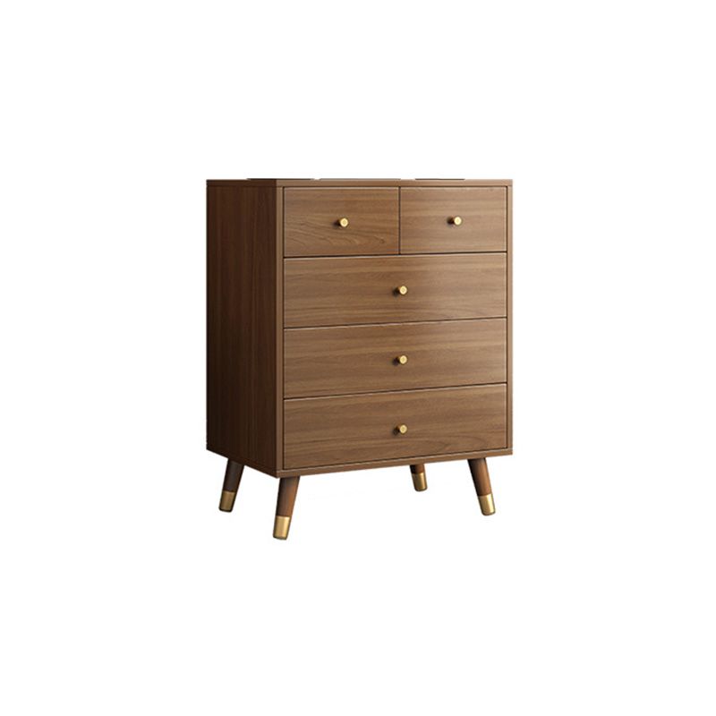 Mid-Century Brown Chest with Drawers and Straight Legs 23.62" Long