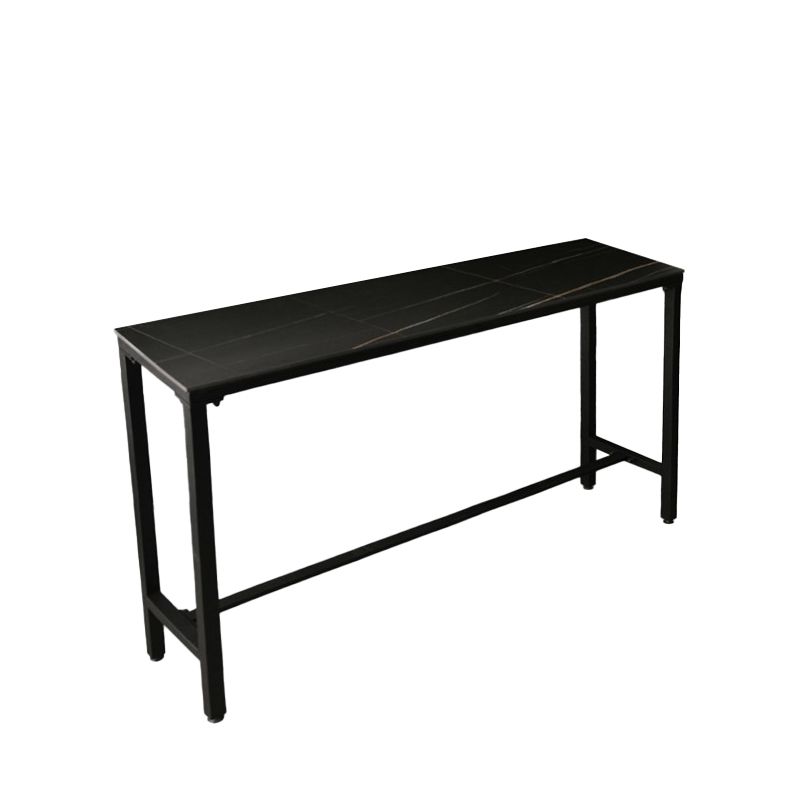 Modern Stone Top Bistro Bar Table Rectangle Metal Base Bar Table