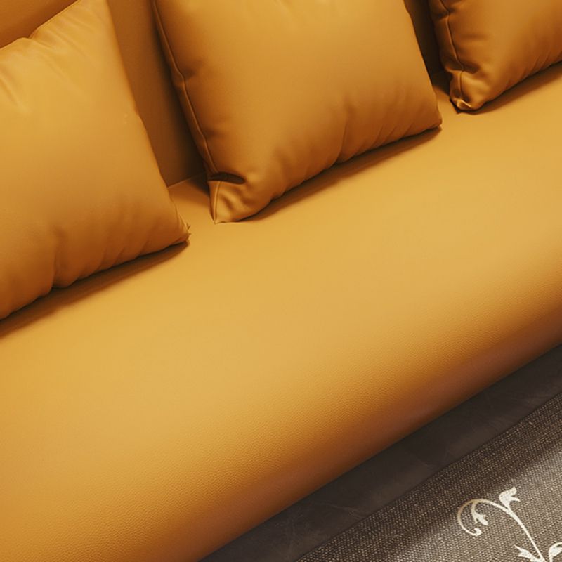 Tear Resistant Faux Leather Sofa Contemporary Sloped Arm Standard Sofa