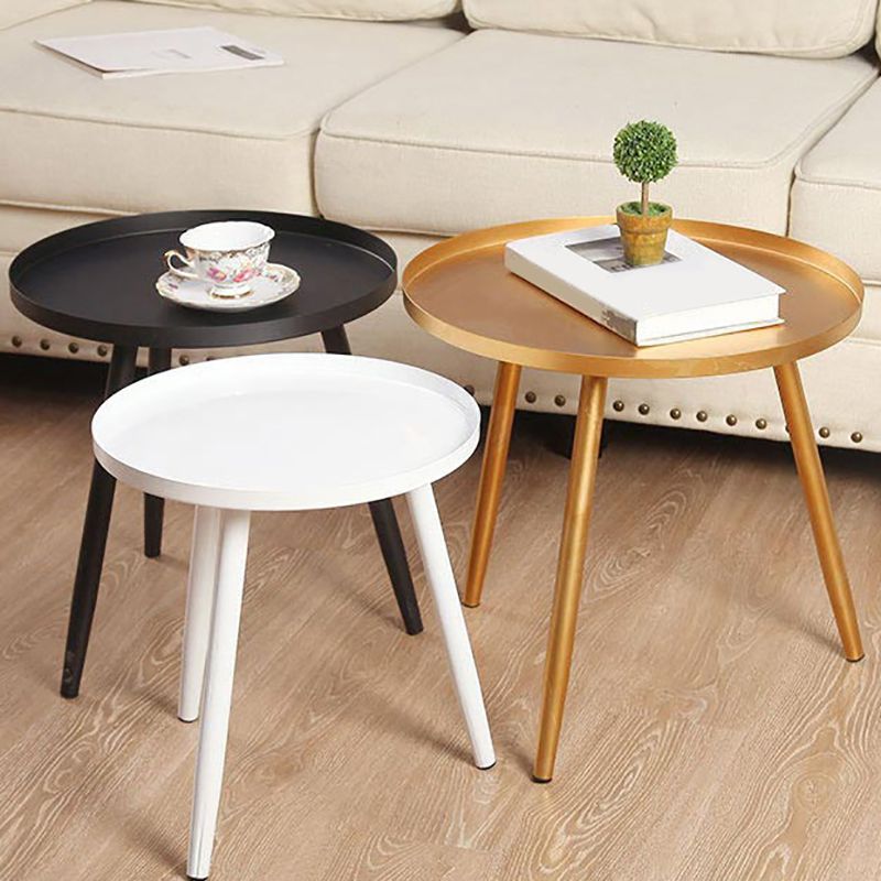 Contemporary 3 Legs Coffee Table Metal Tray Top Cocktail Table