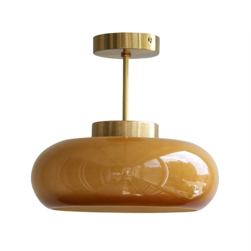 Modern Ceiling Light Orange Ceiling Mount Light with Glass Shade for Bedroom