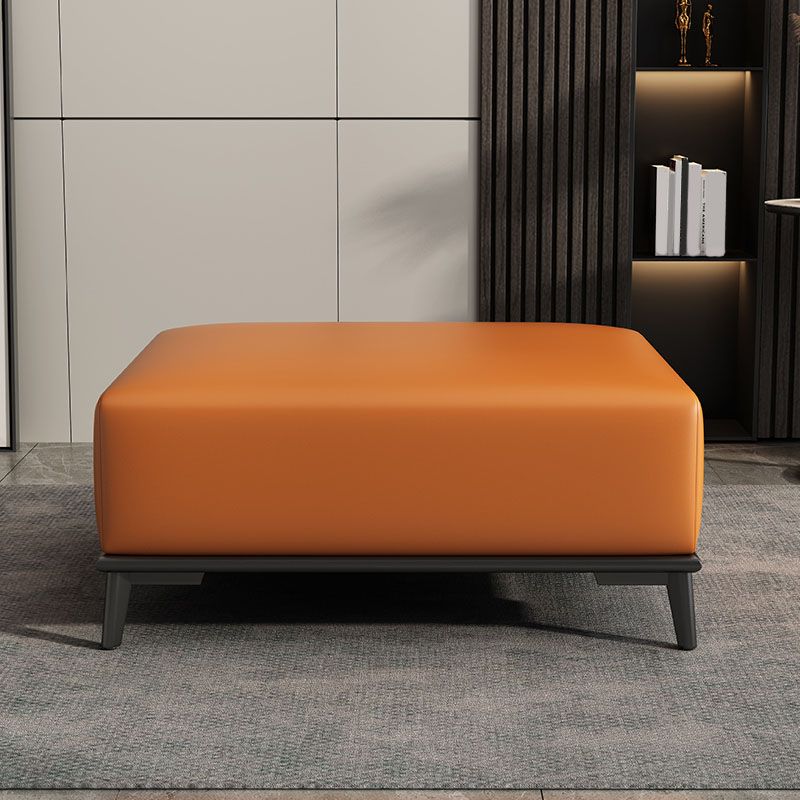 Contemporary Rectangular Ottoman Leather Foot Stool with Legs