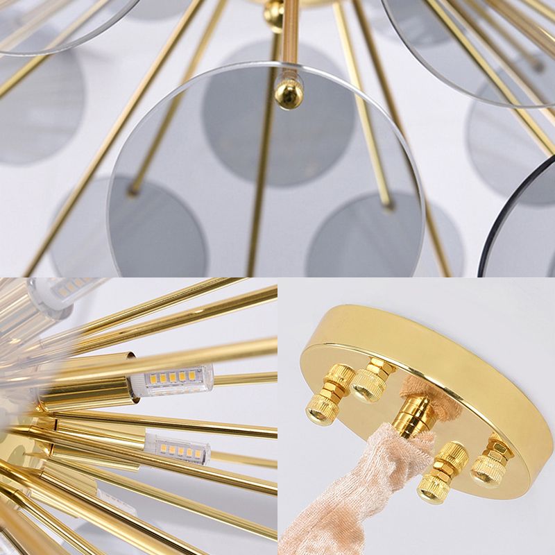 Nordic Spoutnik Chandelier Pendant Light LED acrylique LED suspendu suspendu en gris fumé