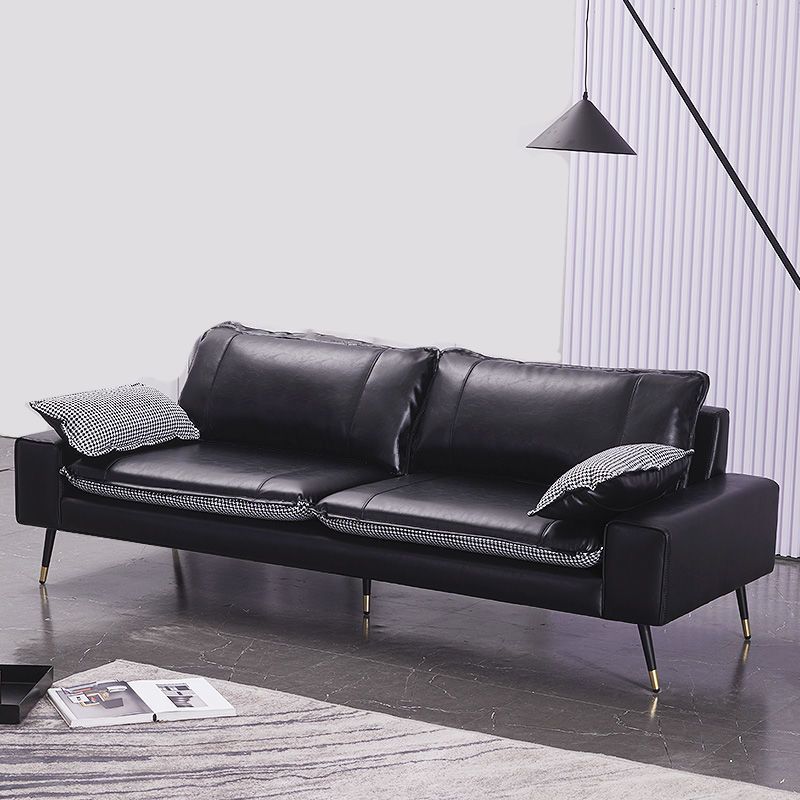 31.4"H Faux Leather Solid Color Square Arm Sofa for Living Room