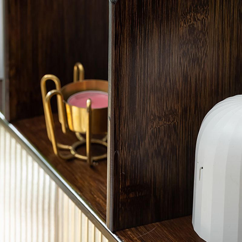 Contemporary Closed Back Bookcase Bamboo Horizontal Bookshelf with Cabinets