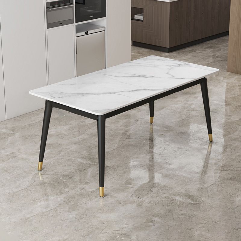 Stone Modern Rectangle Dining Table Matte Finish 4 Legs Table for Home