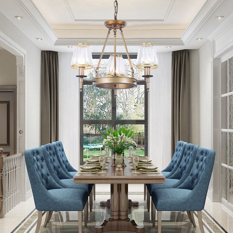 Conical Clear Crystal Pendant Chandelier Rustic Multi Lights Suspension Pendant Light