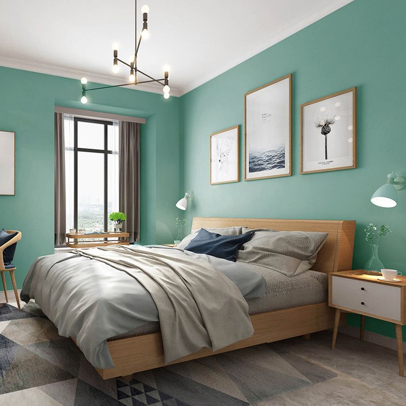 Minimalist Style Wallpaper Roll Pastel Color Plain Wall Covering, 33' L x 20.5" W