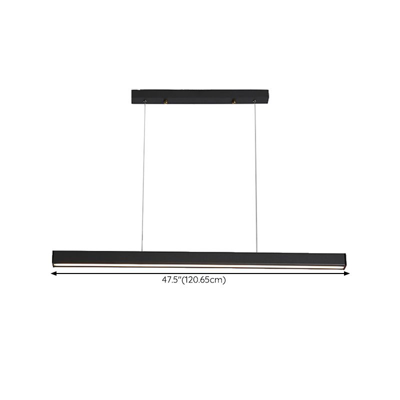 Linear Island Lighting Contemporary Metal 1 Light in Black for Dining Room