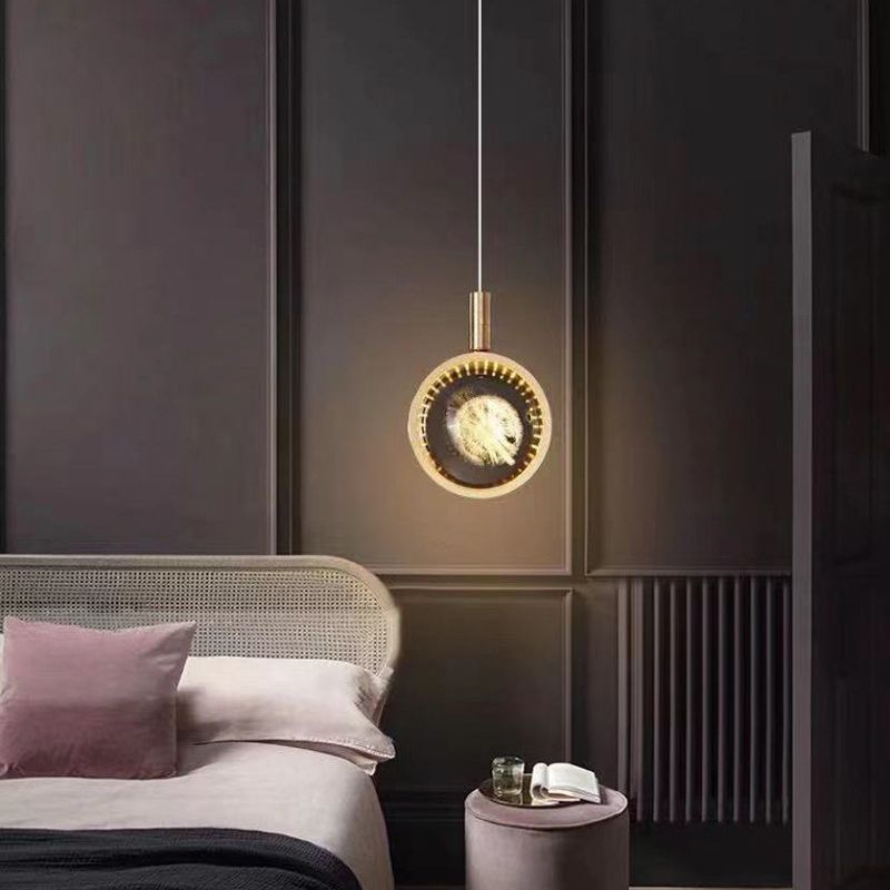 Kristall Löwenzahn Anhänger Leuchtenleuchte Einfachheit Gold LED Deckenlampe für Schlafzimmer