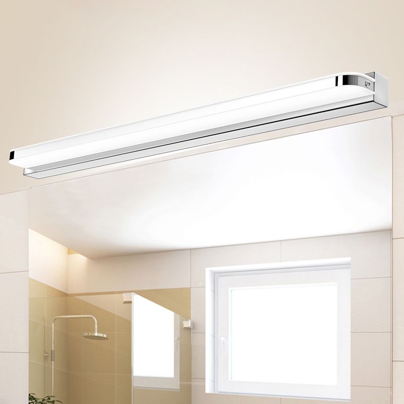Contemporary White Single Bathroom Vanity Light LED Metal Bath Bar