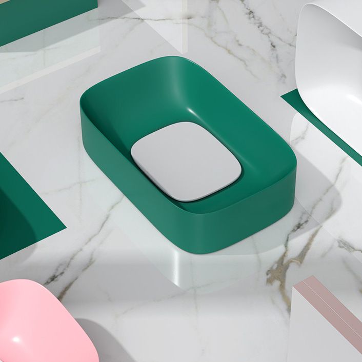 Modern Bathroom Sink Pop-Up Drain Porcelain Solid Color Sink (Faucet Not Included)