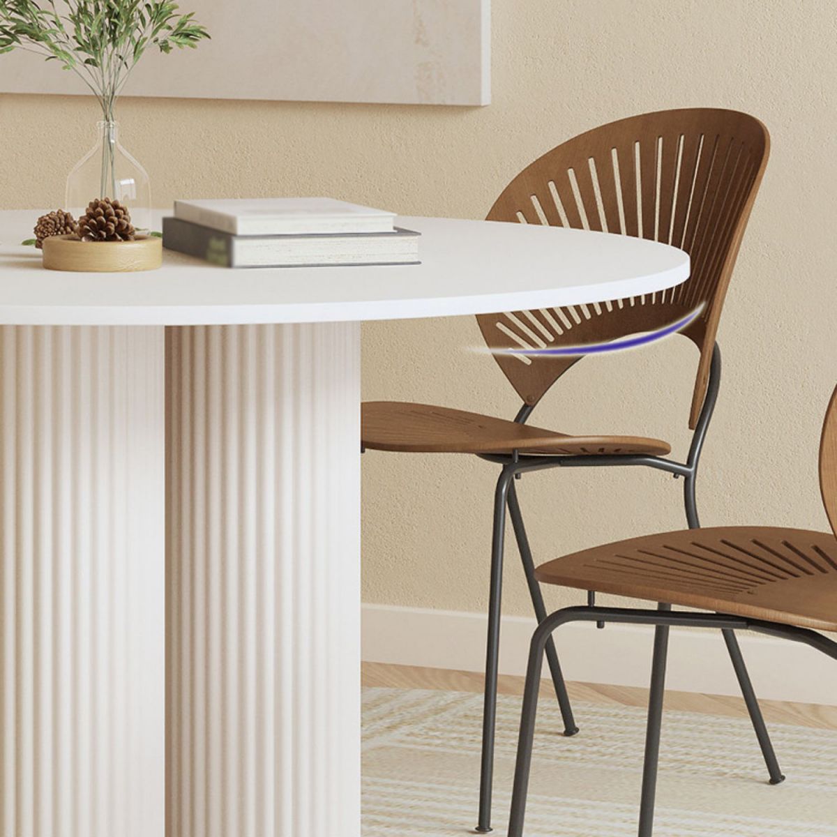 Modern 1/2/5 Pieces Dining Set Round Stone Dining Table for Dining Room