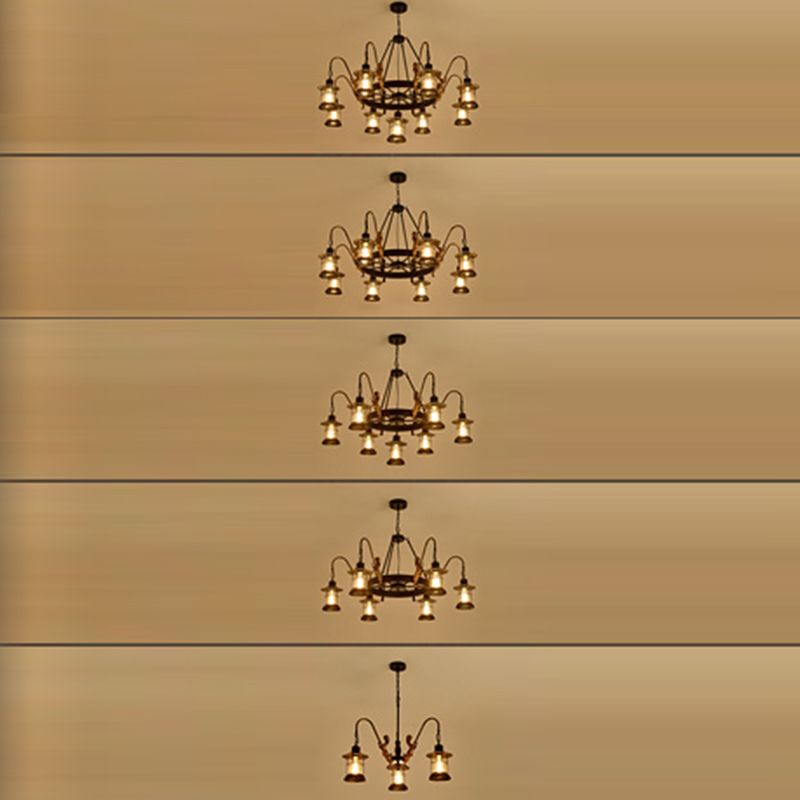 Metal Pendant Lighting Fixture Vintage Black Shaded Restaurant Chandelier Pendant Light