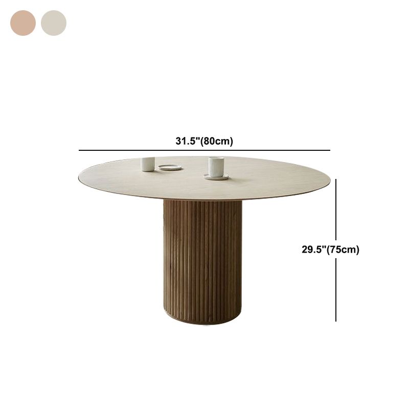 Round Solid Wood Dining Table Modern Brown-natural Furniture with Pedestal Base for Office