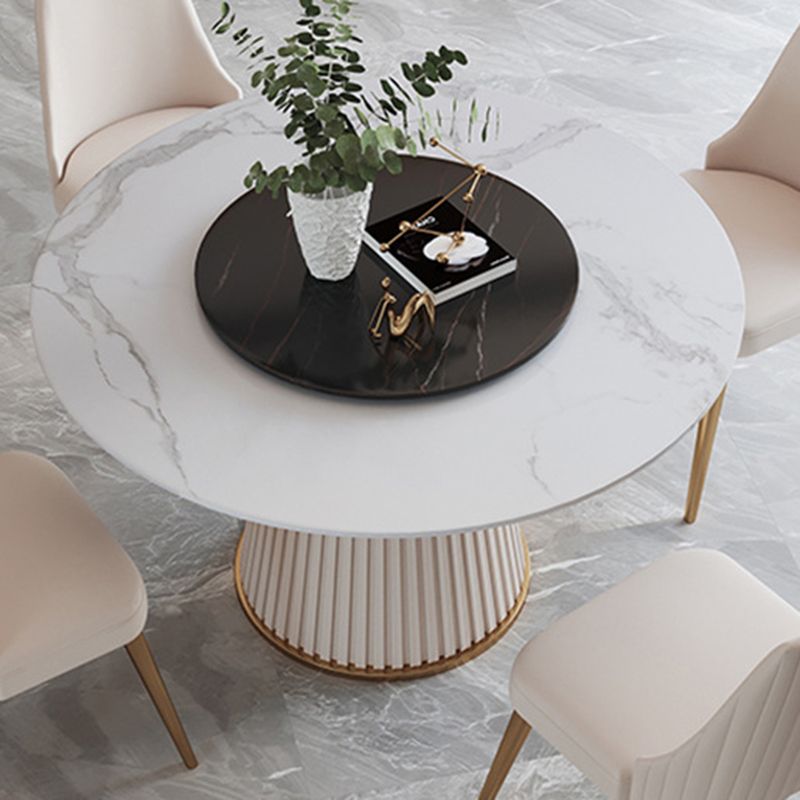 Contemporary Dining Round Table Sintered Stone Table with Metal Legs for Home